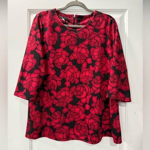 Alfani Red and Black Floral Blouse